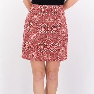 Reserved Red and White Patterned Mini Skirt size small